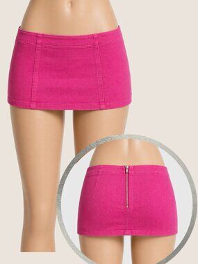 PrettyLittleThing Skirt Size 6 Pink Micro Mini Denim Texture Y2K Clubwear